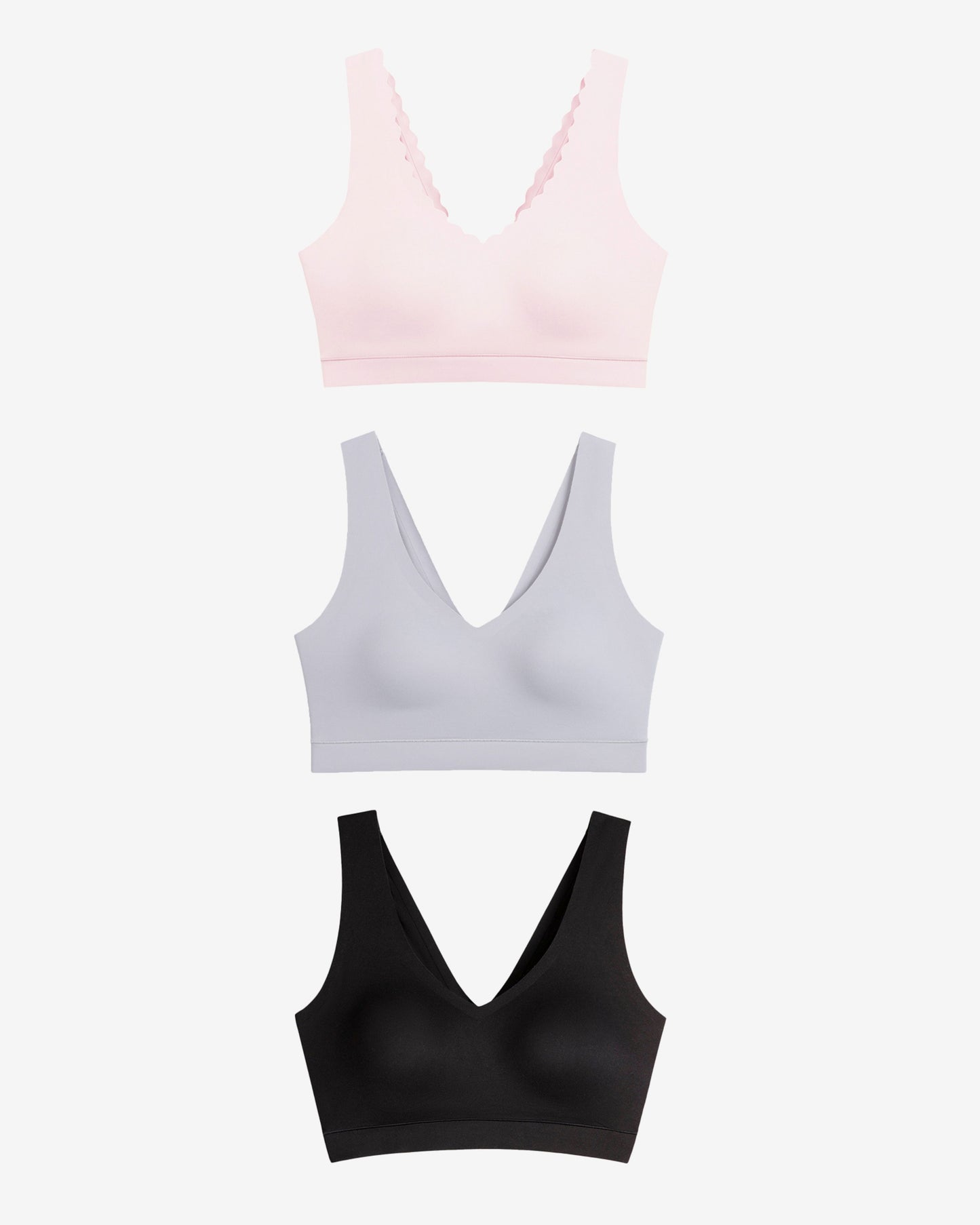 Floatley 3-Pack Cozy Bra & Cozy Wireless Scalloped Bra