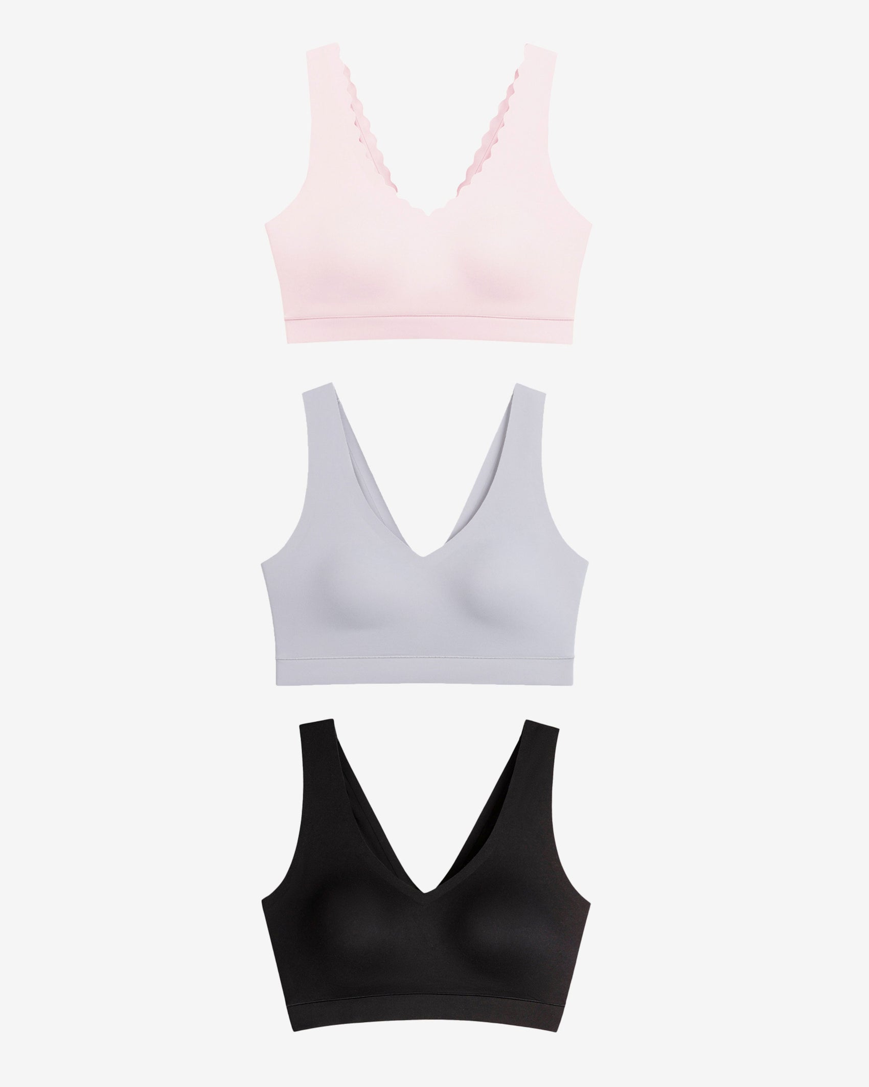 Floatley 3-Pack Cozy Bra & Cozy Wireless Scalloped Bra