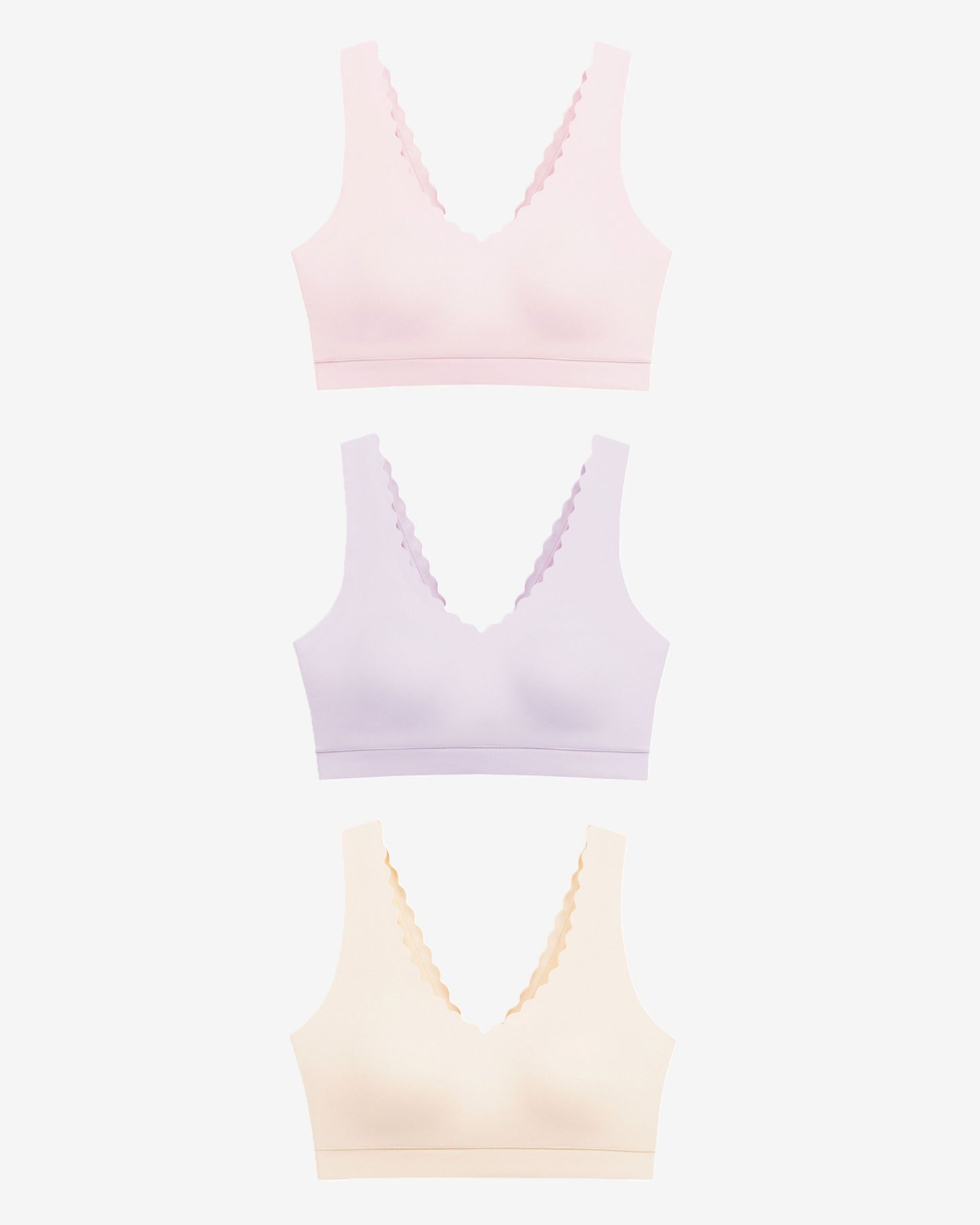 Floatley 3-Pack Cozy Wireless Scalloped Bra