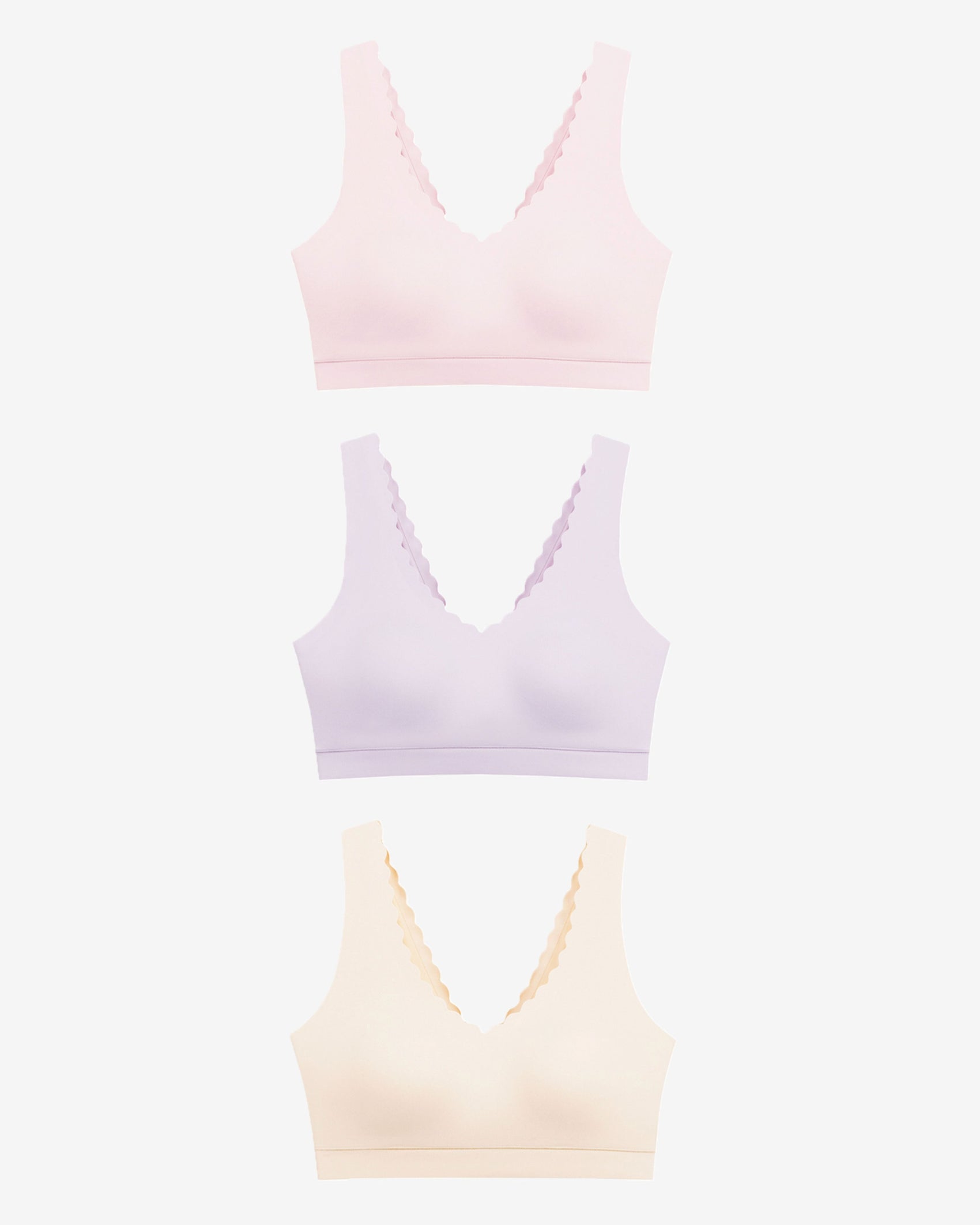 Floatley 3-Pack Cozy Wireless Scalloped Bra