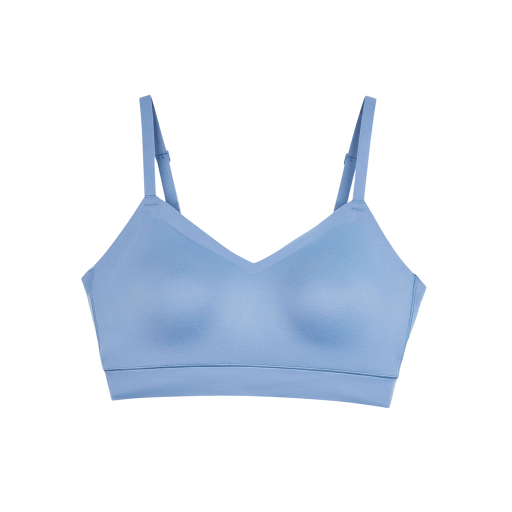 CLZOUD Comfy Bras Light Blue Women's Seamless MID Solid Color Sports Bra  with Removable Bra Pad Xl
