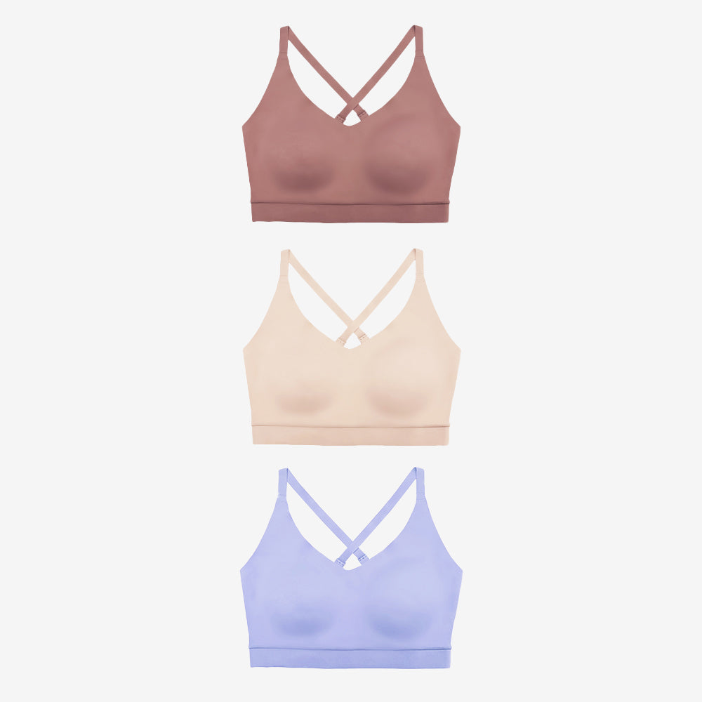 Floatley 3-Pack Cozy Wireless Scoop Plunge Bra